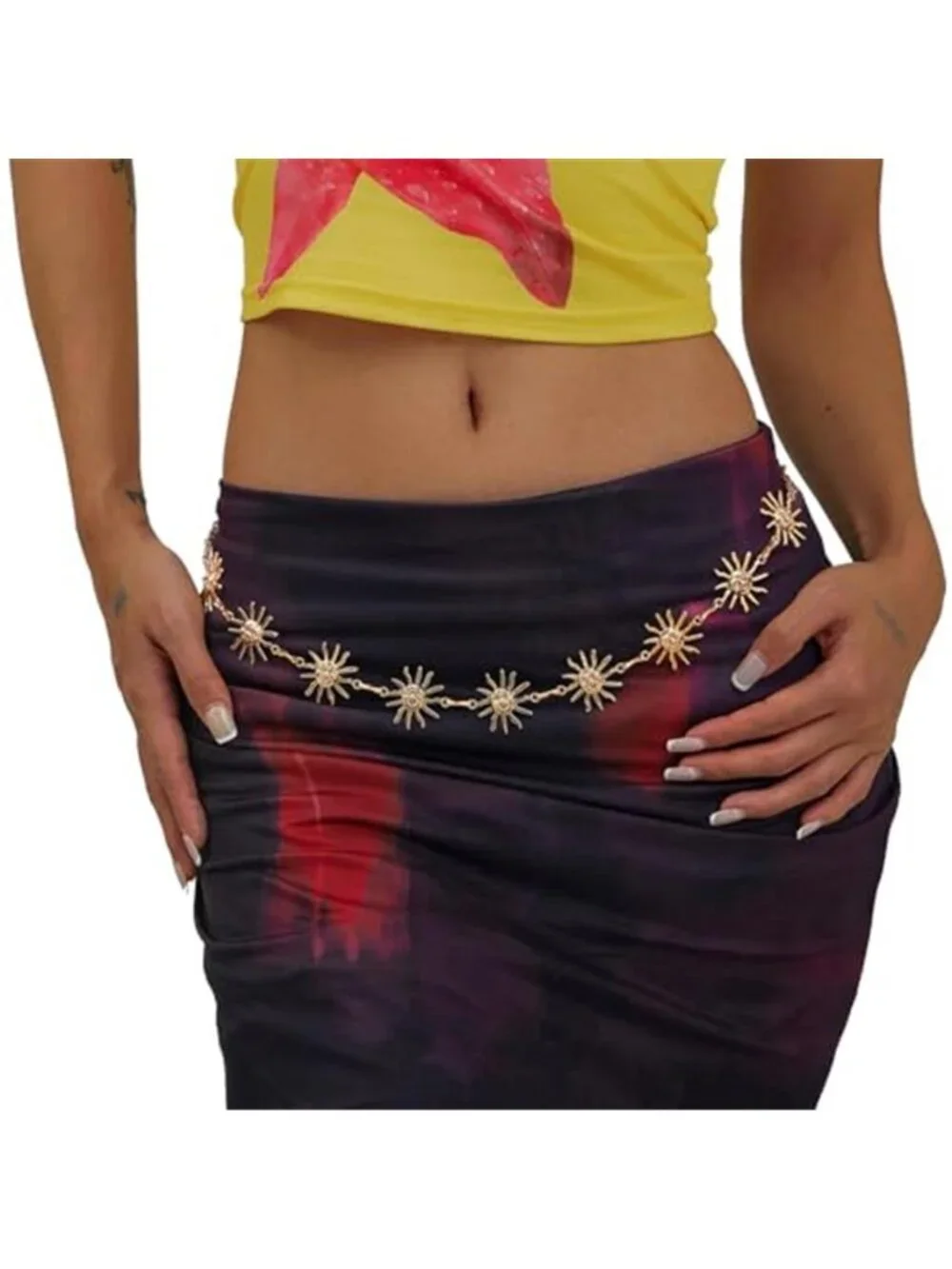 Metal Sunflower Waist Chain Belt Bikini Sun Waist Chains Jewelry Summer Beach